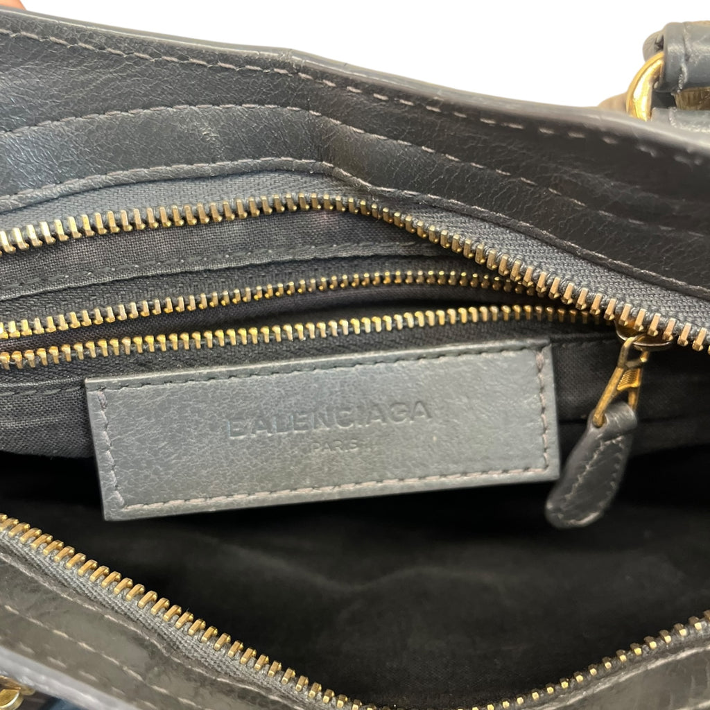 Balenciaga Mini City – Grigio Scuro, Hardware Dorato