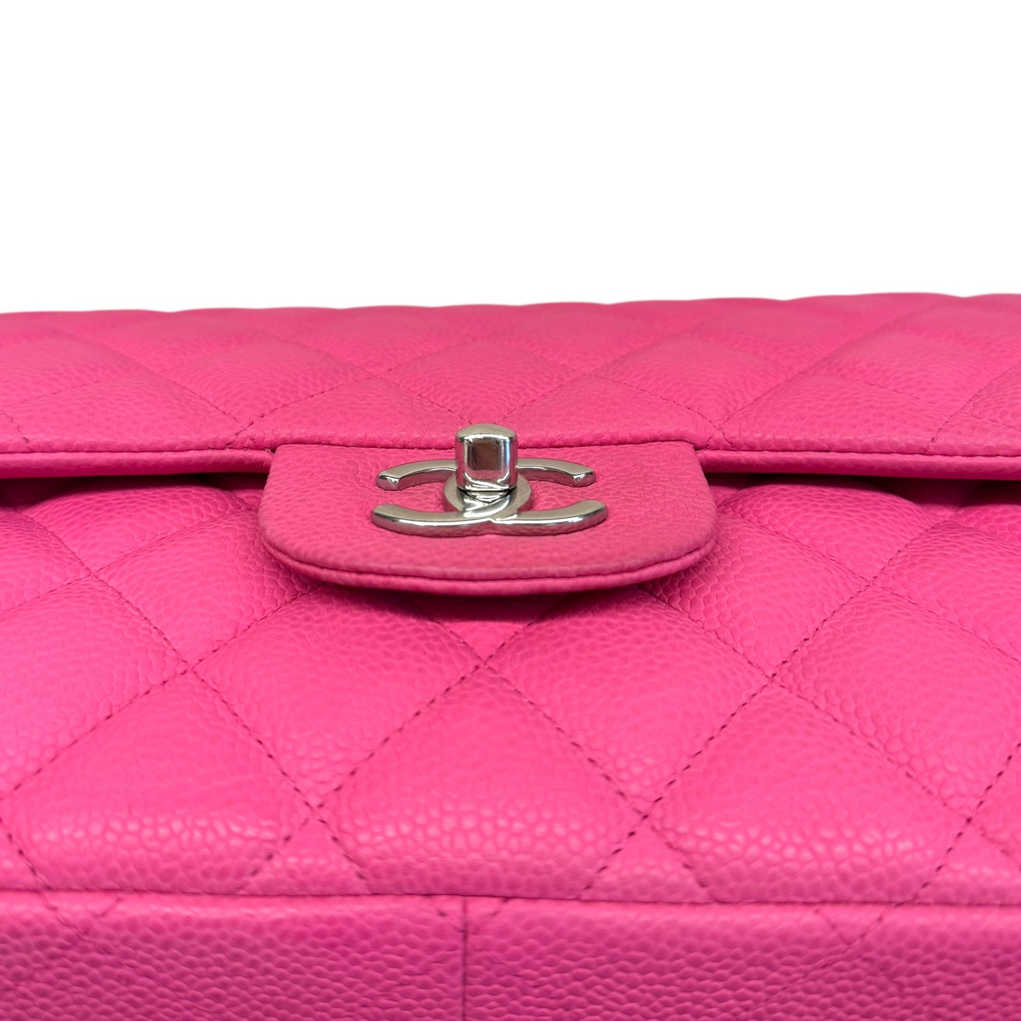 Chanel Pink Jumbo Classic Caviar Double Flap Bag