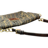 Fendi Brown FF Canvas Baguette Shoulder Bag with Tortoiseshell Buckle