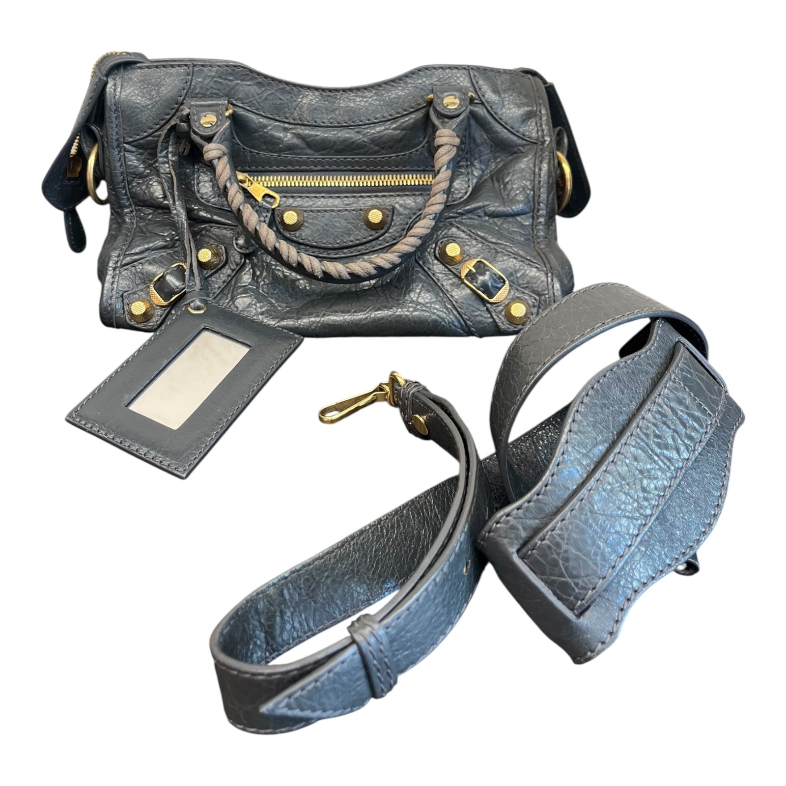 Balenciaga mini city bag in dark grey with gold hardware