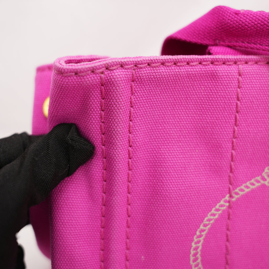 Prada Canapa Medium Tote Bag Fuchsia Canvas with Milano Logo