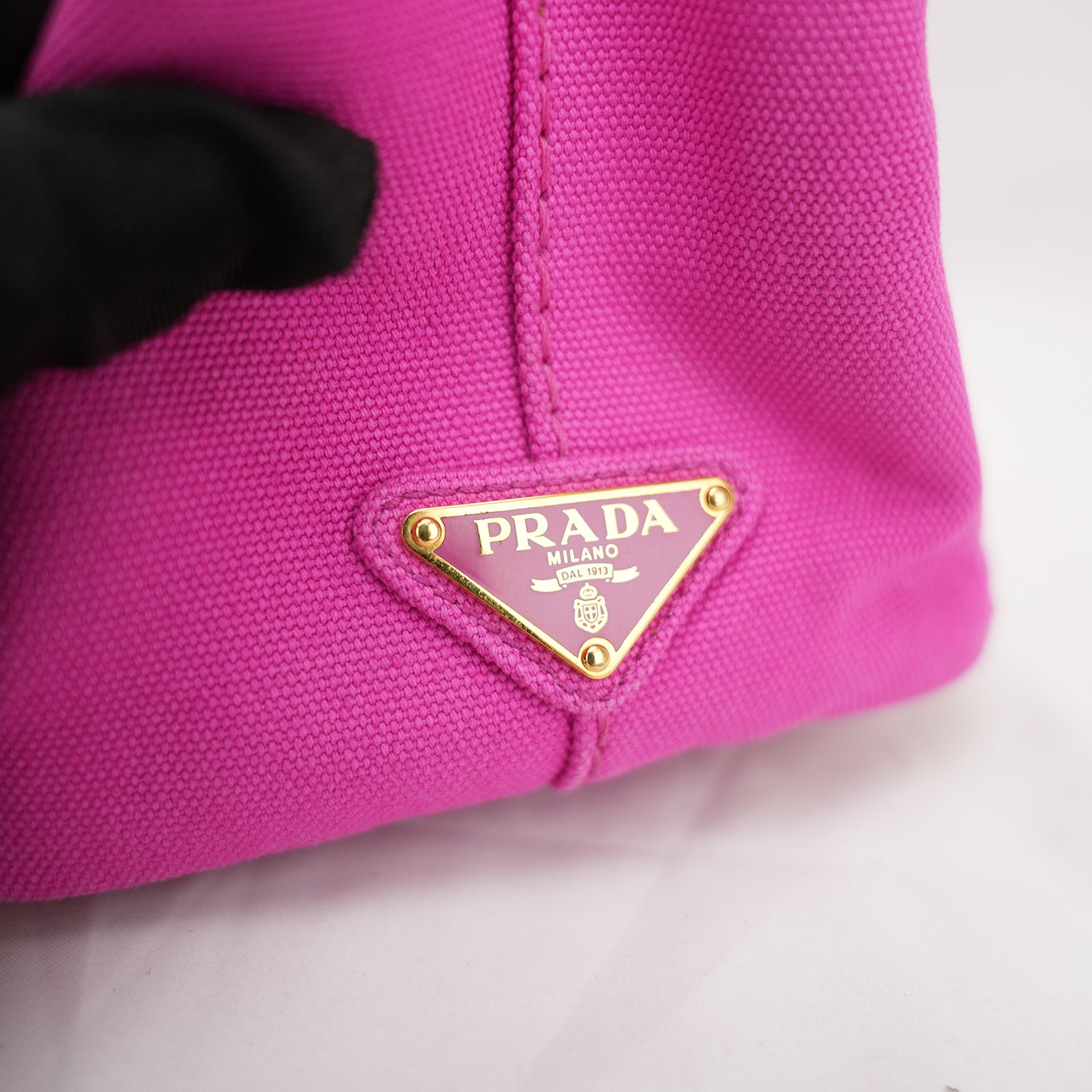Prada Canapa Medium Tote Bag Fuchsia Canvas with Milano Logo