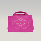 Prada Canapa Medium Tote Bag Fuchsia Canvas with Milano Logo