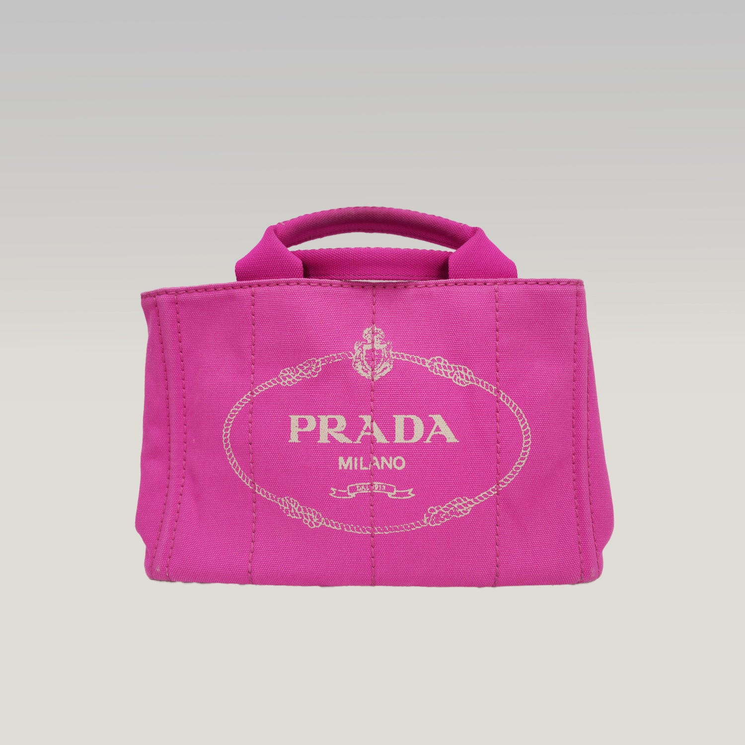 Prada Canapa Medium Tote Bag Fuchsia Canvas with Milano Logo