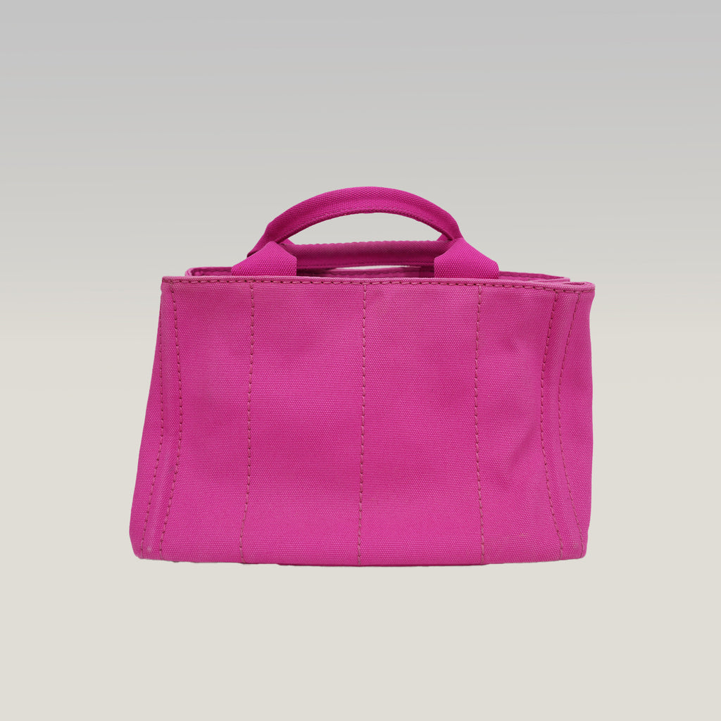 Prada Canapa Medium Tote Bag Fuchsia Canvas with Milano Logo