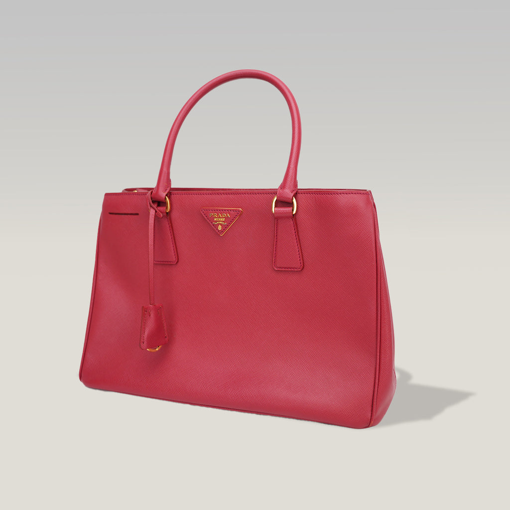 Prada Galleria Medium Tote Bag Rosa in Pelle Saffiano con Doppia Zip