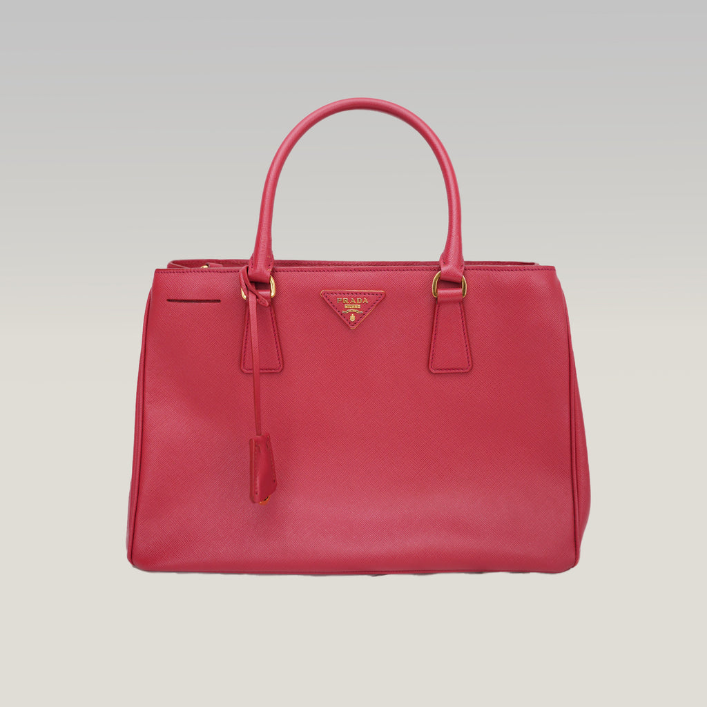 Prada Galleria Medium Tote Bag Rosa in Pelle Saffiano con Doppia Zip
