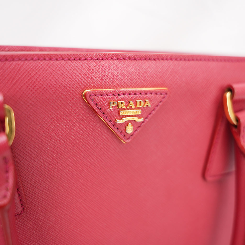 Prada Galleria Medium Tote Bag Rosa in Pelle Saffiano con Doppia Zip