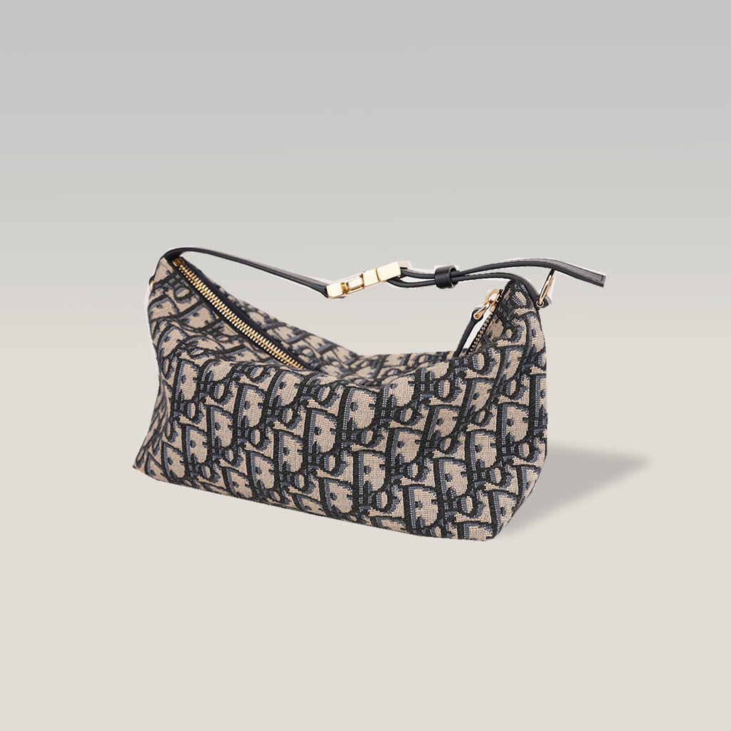 Dior DiorTravel Nomad Medium in Tela Oblique con Pelle e Dettagli in Pelle Nera