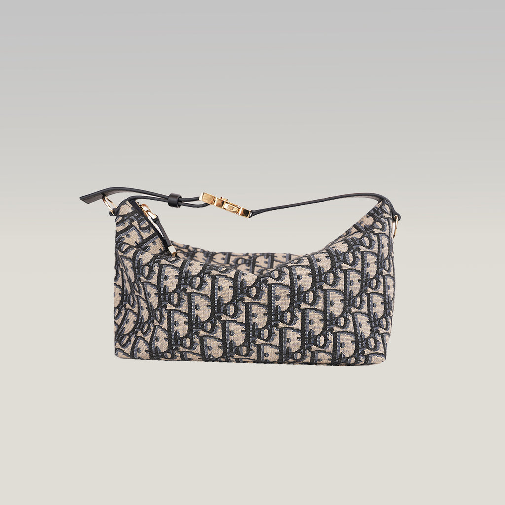 Dior DiorTravel Nomad Medium in Tela Oblique con Pelle e Dettagli in Pelle Nera