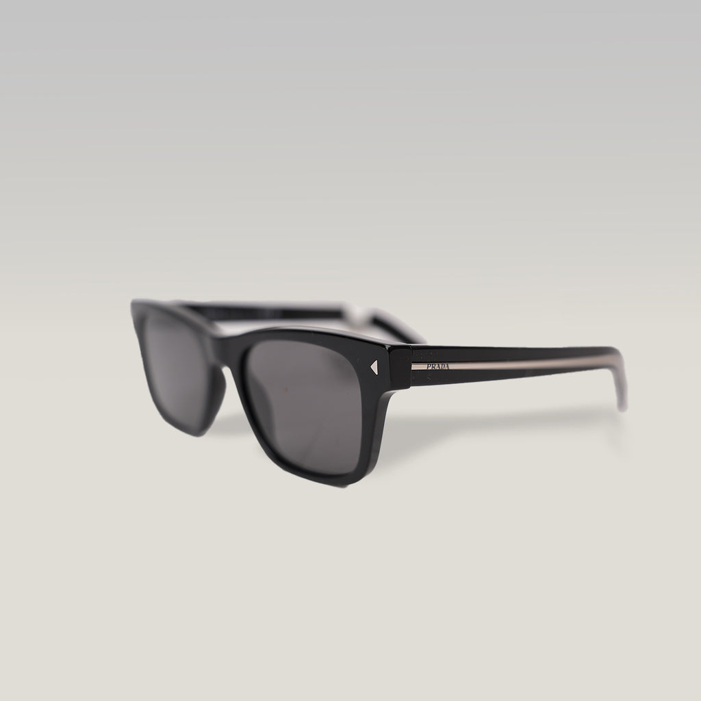 Prada Black Square Sunglasses Acetate Frame Grey Lenses Unisex