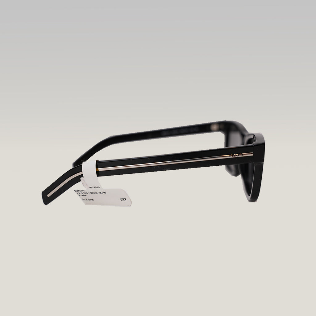 Prada Black Square Sunglasses Acetate Frame Grey Lenses Unisex