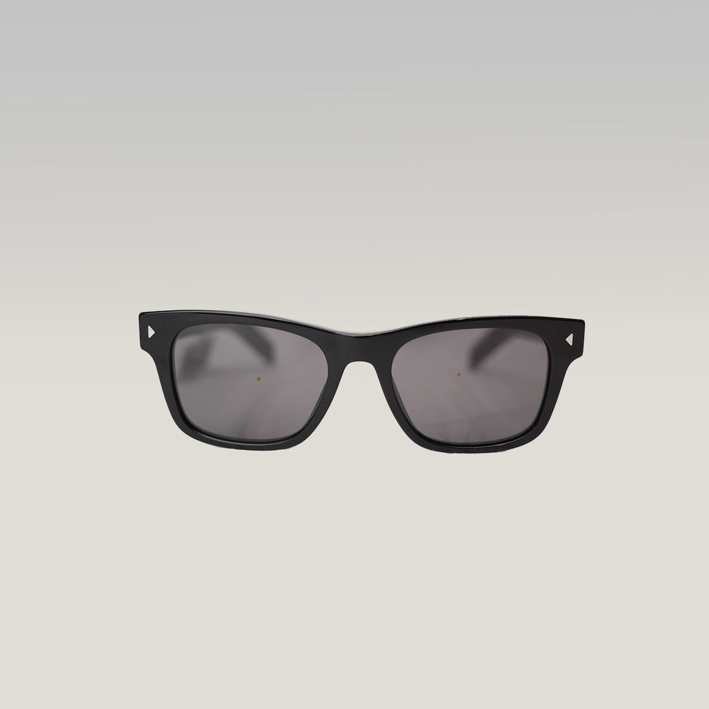 Prada Black Square Sunglasses Acetate Frame Grey Lenses Unisex