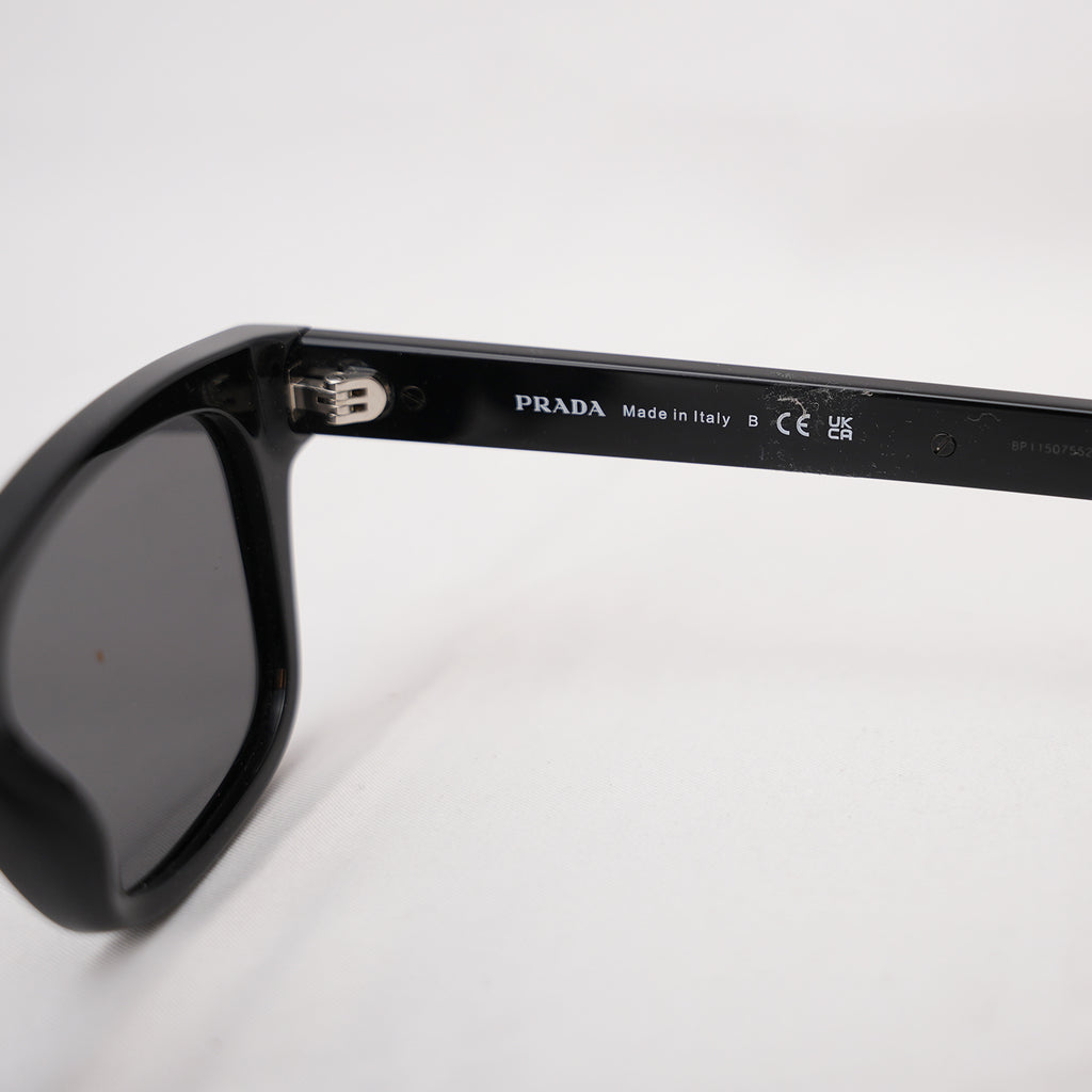 Prada Black Square Sunglasses Acetate Frame Grey Lenses Unisex