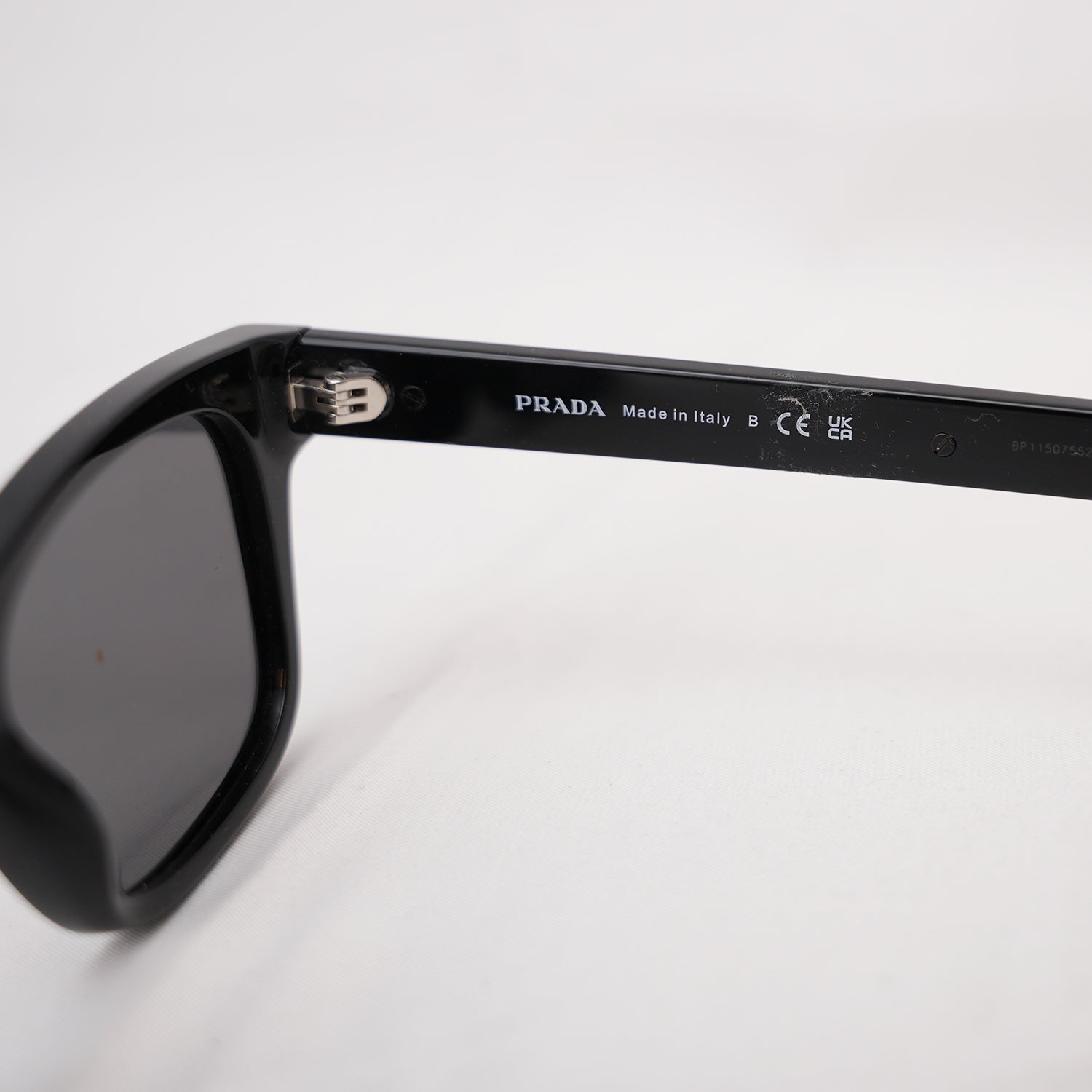 Prada Black Square Sunglasses Acetate Frame Grey Lenses Unisex