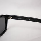 Prada 0PR A16S Black Acetate Sunglasses Silver Logo Grey Lenses