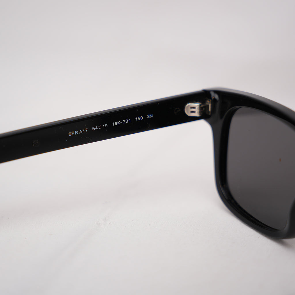 Prada Black Square Sunglasses Acetate Frame Grey Lenses Unisex