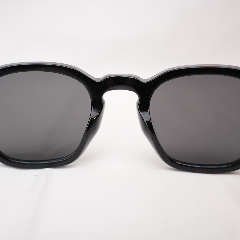 Prada 0PR A16S Black Acetate Sunglasses Silver Logo Grey Lenses