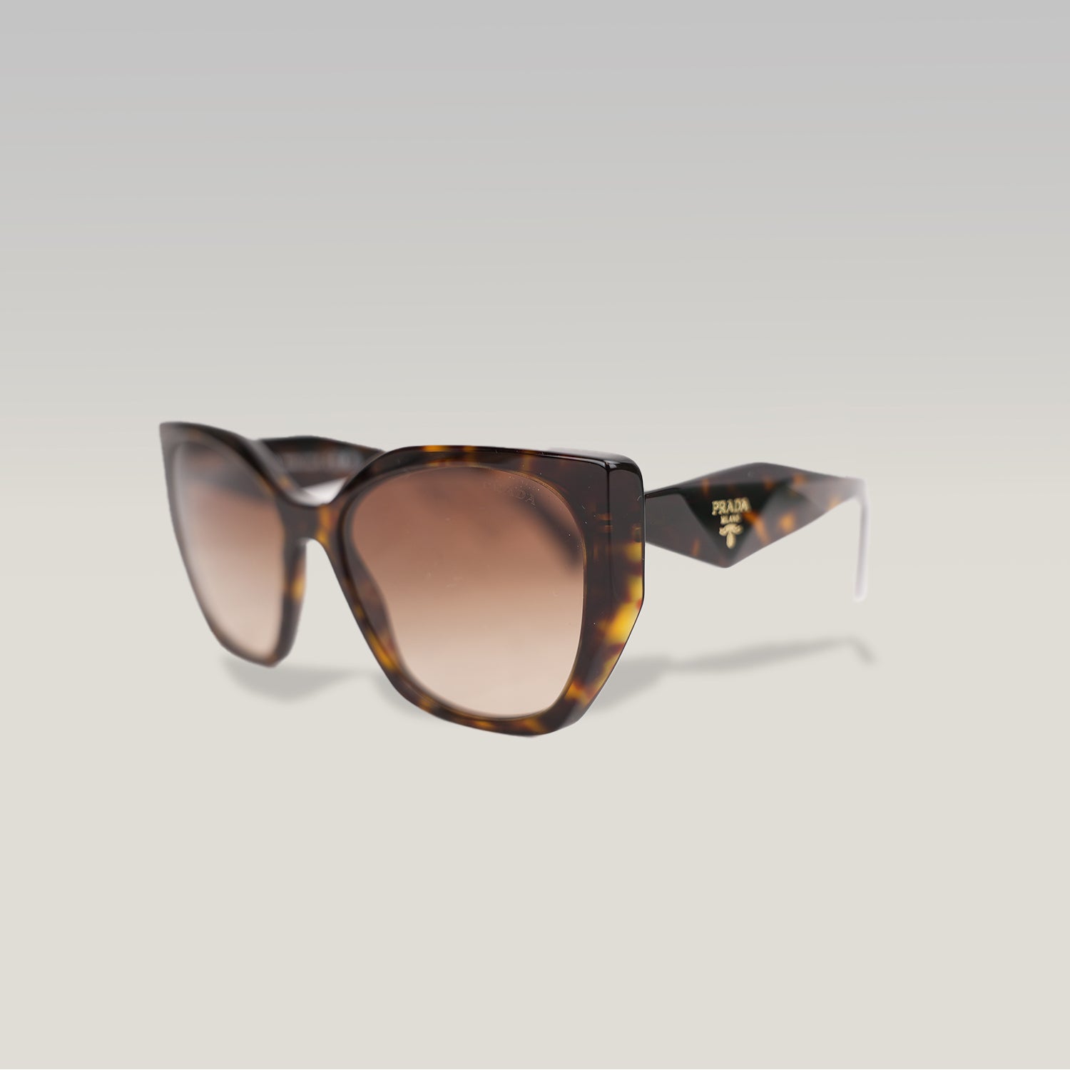 Prada PR 19ZS Tortoise Oversized Cat-Eye Sunglasses in Havana Brown