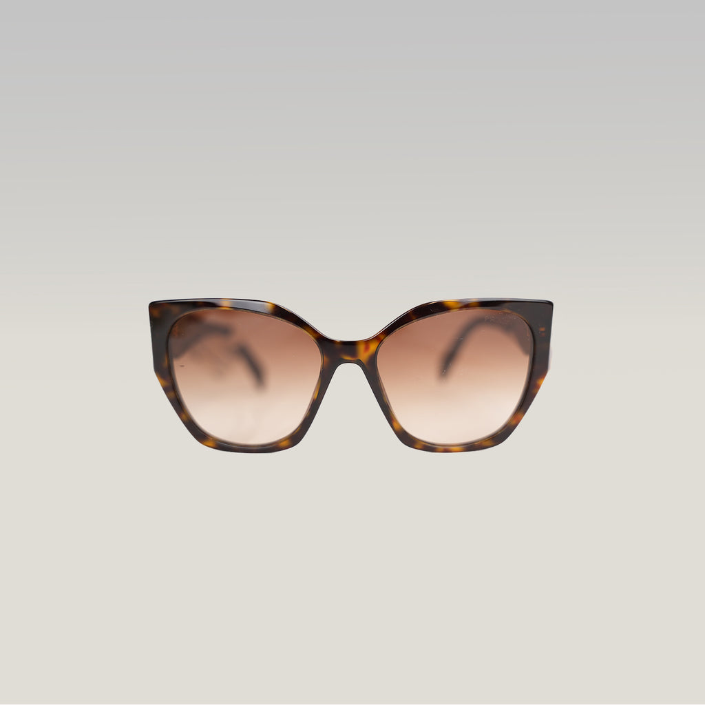 Prada PR 19ZS Tortoise Oversized Cat-Eye Sunglasses in Havana Brown