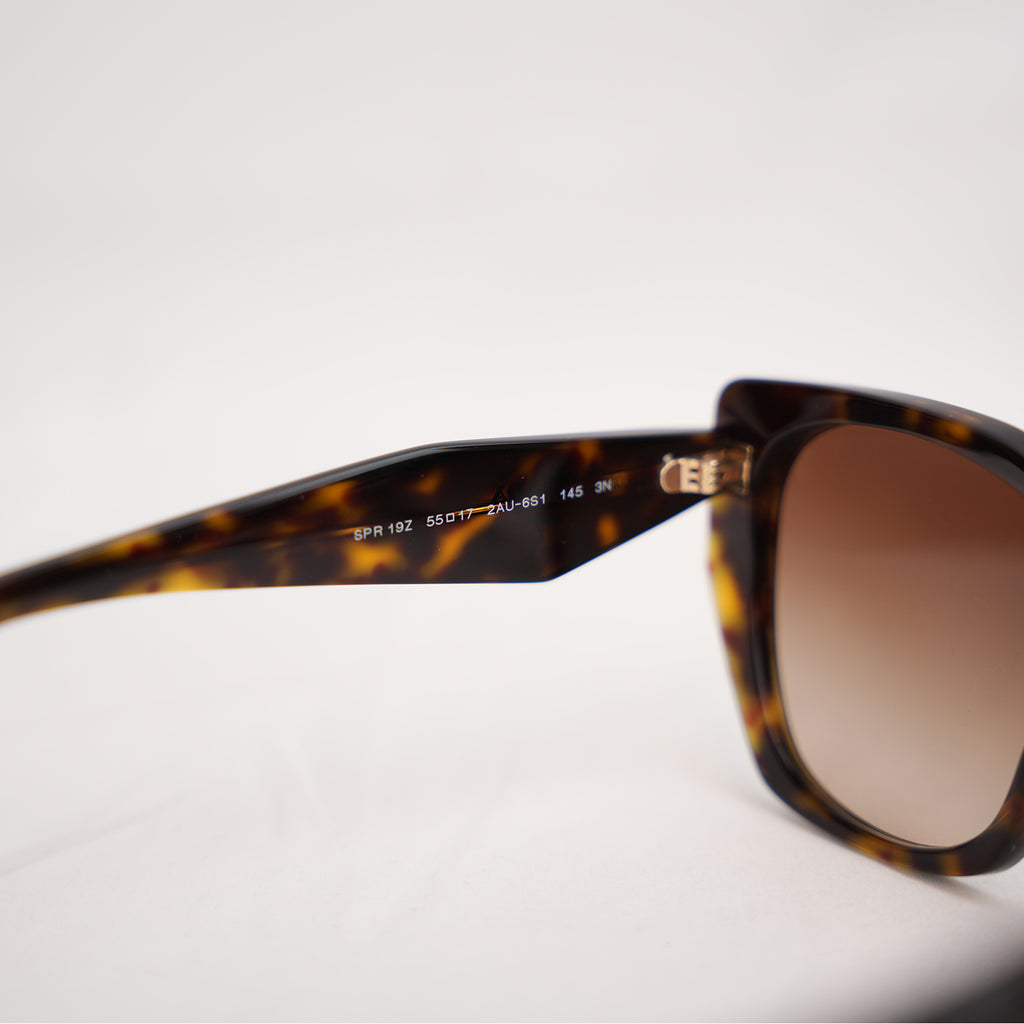 Prada PR 19ZS Tortoise Oversized Cat-Eye Sunglasses in Havana Brown