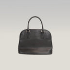Prada Borsa a Mano Media a Conchiglia in Pelle Saffiano Nera con Logo Triangolare Dorato