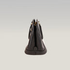 Prada Borsa a Mano Media a Conchiglia in Pelle Saffiano Nera con Logo Triangolare Dorato