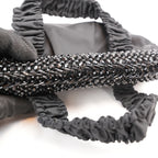 Prada Gaufre Borsa da Sera in Nylon Nero con Cristalli e Manici Arricciati