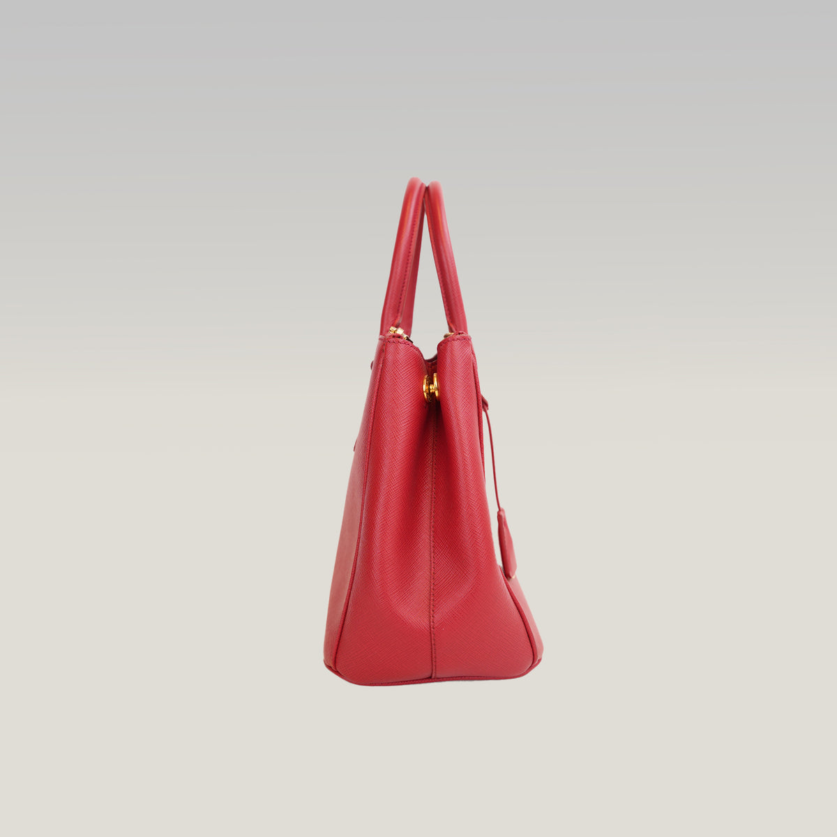 Prada Galleria Borsa a Mano in Pelle Saffiano Rossa con Hardware Dorato