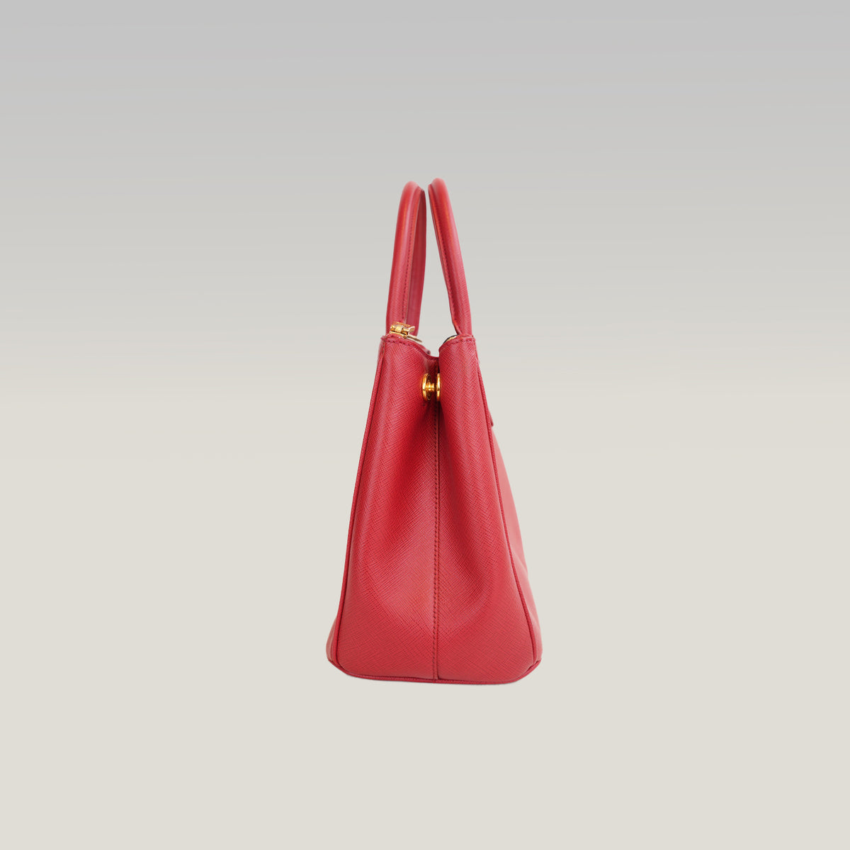 Prada Galleria Borsa a Mano in Pelle Saffiano Rossa con Hardware Dorato