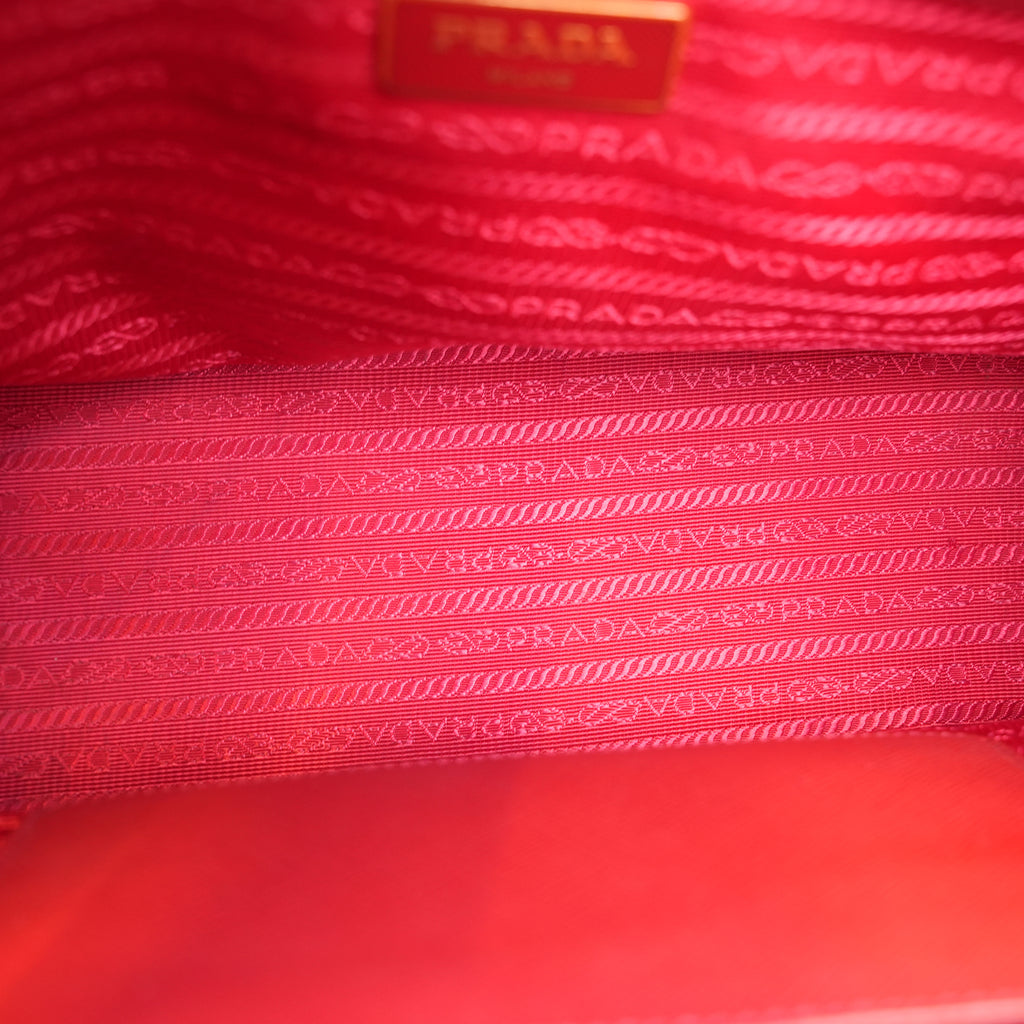 Prada Galleria Borsa a Mano in Pelle Saffiano Rossa con Hardware Dorato