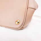 Prada Galleria Borsa a Mano Vintage in Pelle Saffiano Rosa Cipria con Logo Triangolare Dorato