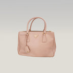 Prada Galleria Borsa a Mano Vintage in Pelle Saffiano Rosa Cipria con Logo Triangolare Dorato
