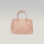 Prada Galleria Borsa a Mano Vintage in Pelle Saffiano Rosa Cipria con Logo Triangolare Dorato
