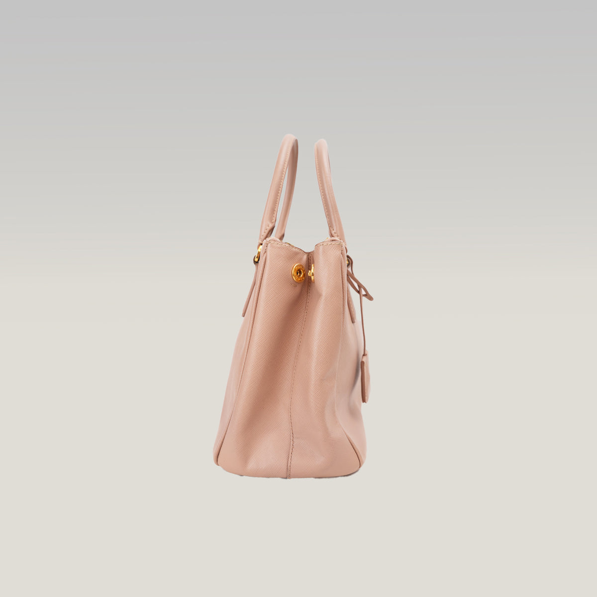 Prada Galleria Borsa a Mano Vintage in Pelle Saffiano Rosa Cipria con Logo Triangolare Dorato