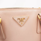 Prada Galleria Borsa a Mano Vintage in Pelle Saffiano Rosa Cipria con Logo Triangolare Dorato