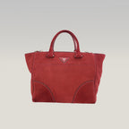 Prada Scamosciato Small Tote Bag in Pelle Scamosciata Porpora con Tracolla Removibile