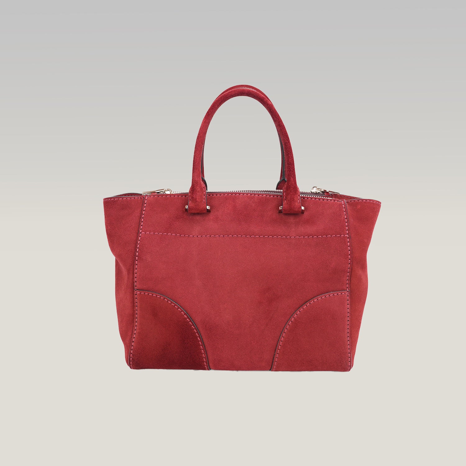 Prada Scamosciato Small Tote Bag in Pelle Scamosciata Porpora con Tracolla Removibile
