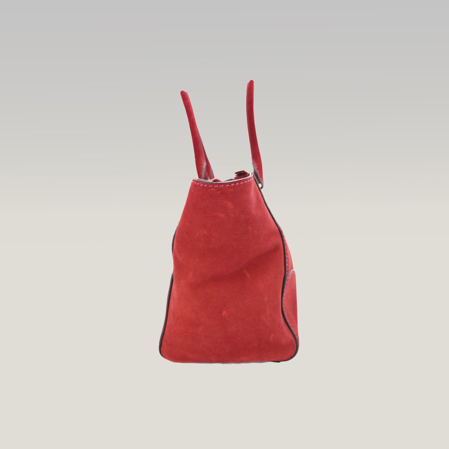 Prada Scamosciato Small Tote Bag in Pelle Scamosciata Porpora con Tracolla Removibile