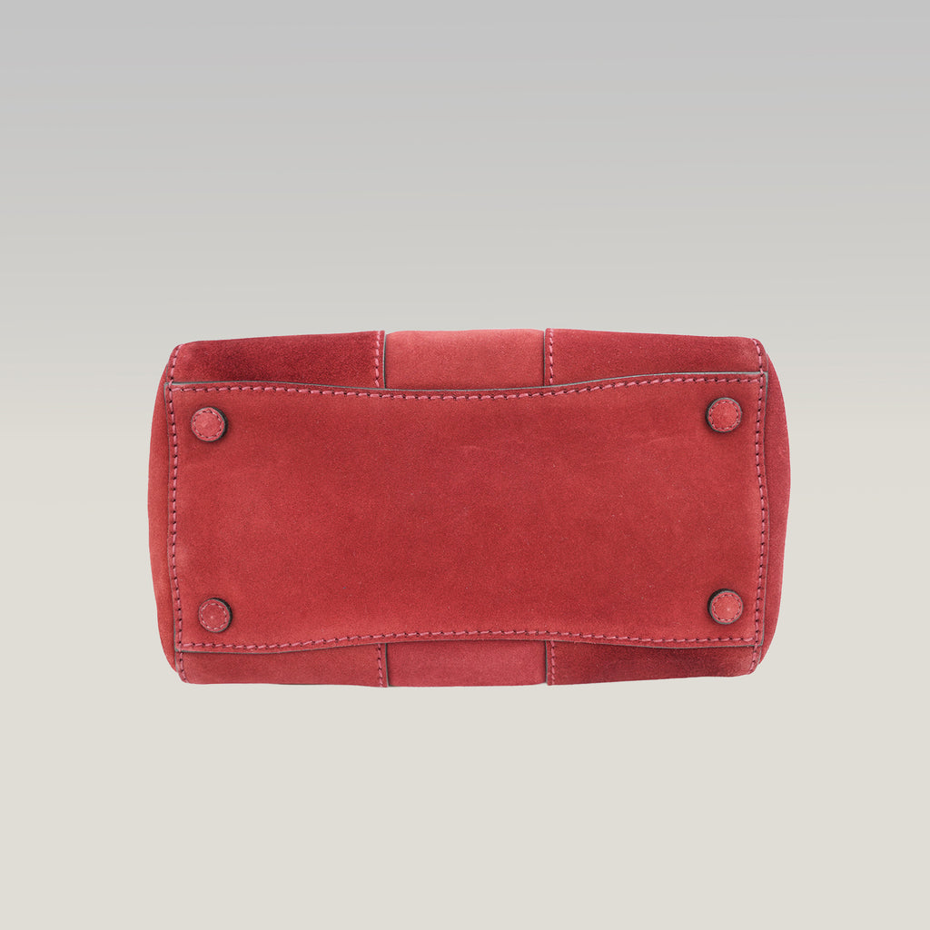Prada Scamosciato Small Tote Bag in Pelle Scamosciata Porpora con Tracolla Removibile