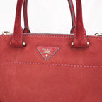 Prada Scamosciato Small Tote Bag in Pelle Scamosciata Porpora con Tracolla Removibile