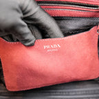 Prada Scamosciato Small Tote Bag in Pelle Scamosciata Porpora con Tracolla Removibile