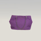Prada Tessuto Gaufre Borsa a Spalla Viola in Nylon con Catena