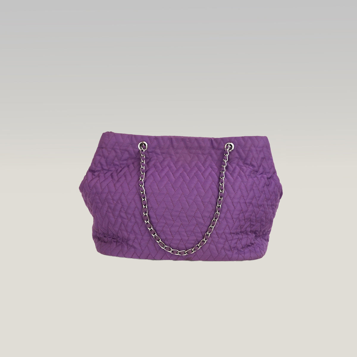 Prada Tessuto Gaufre Borsa a Spalla Viola in Nylon con Catena