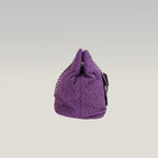 Prada Tessuto Gaufre Borsa a Spalla Viola in Nylon con Catena