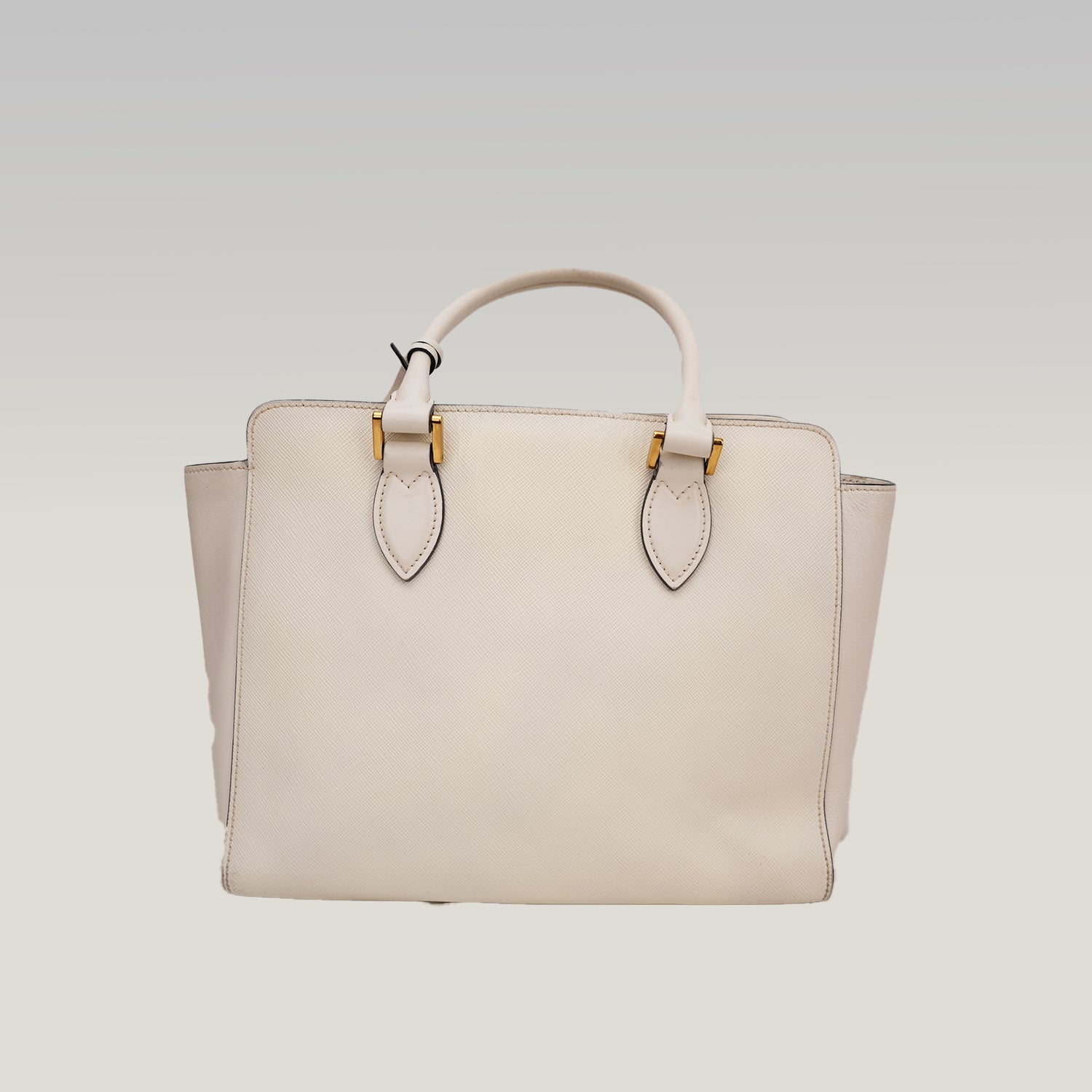 Prada Saffiano Lux Tote Bag Bianca in Pelle con Tracolla Regolabile