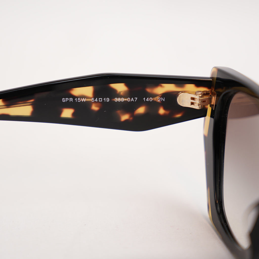 Prada PR 15WS Tortoiseshell Rectangular Sunglasses in Black and Havana