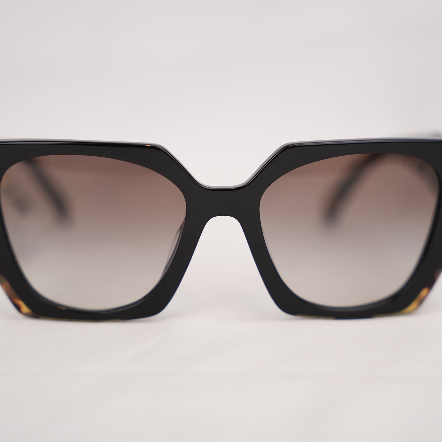 Prada PR 15WS Tortoiseshell Rectangular Sunglasses in Black and Havana