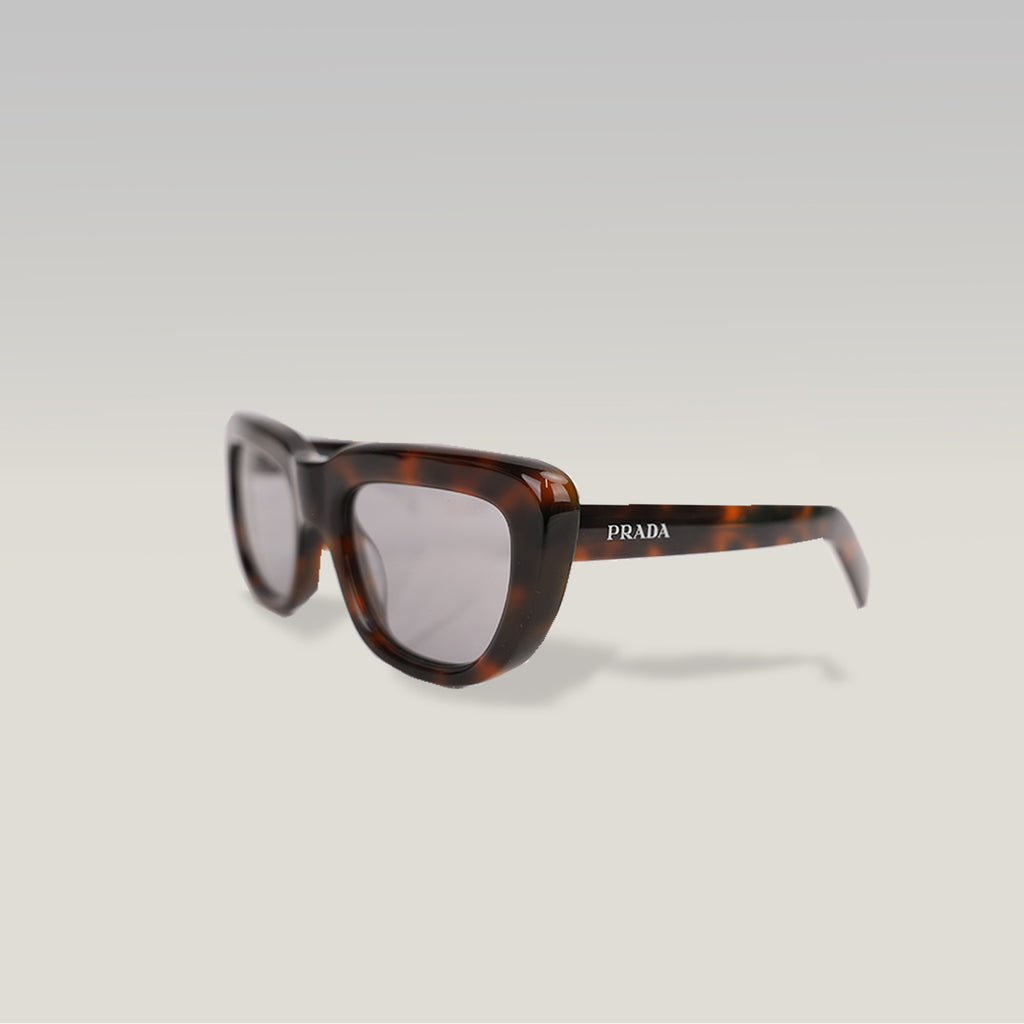 Prada PR D07S Juniper Tortoise Square Sunglasses in Havana Brown