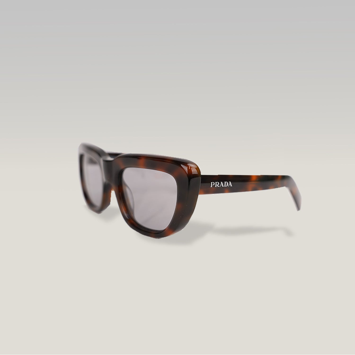 Prada PR D07S Juniper Tortoise Square Sunglasses in Havana Brown